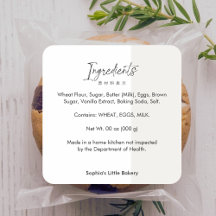 Minimalist Cottage Food Bakery Ingredient