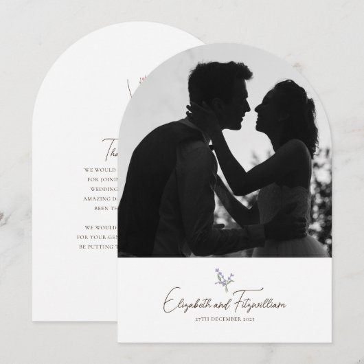 Minimalist Couples Hand in Hand Line Art Photo 招待状 (正面/裏面)