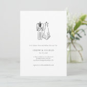 Minimalist Couples Shower Bride & Groom Line Art 招待状 (スタンド正面)