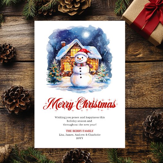 Minimalist Cozy Christmas Scene Greeting Card シーズンカード