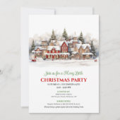 Minimalist cozy Christmas village holiday scene 招待状 (正面)