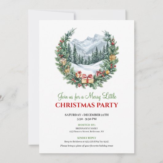 Minimalist Cozy Holiday Scene Editable Invitation 招待状 (正面)