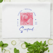 Minimalist Crab Seafood Beach Coastal  キッチンタオル (折り畳み)