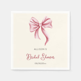 Minimalist Cream Blush Pink Bow Bridal Shower スタンダードカクテルナプキン