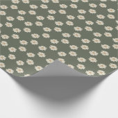 Minimalist Cream Flowers Dark Green Wrapping Paper ラッピングペーパー (角)
