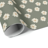 Minimalist Cream Flowers Dark Green Wrapping Paper ラッピングペーパー (ロールコーナー)
