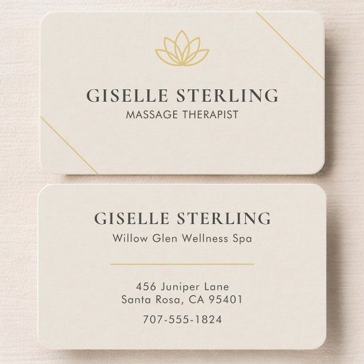 Minimalist Cream Lotus Massage Therapy 名刺