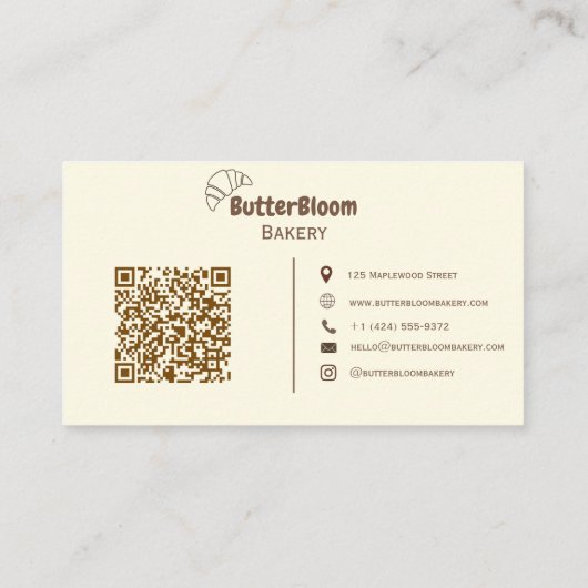 Minimalist Croissant Bakery Business Card 名刺 (裏面)