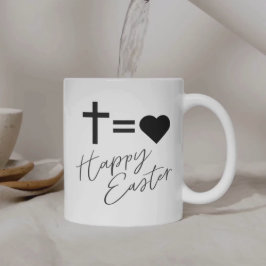 Minimalist Cross and Heart Design Easter  コーヒーマグカップ