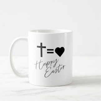 Minimalist Cross and Heart Design Easter  コーヒーマグカップ