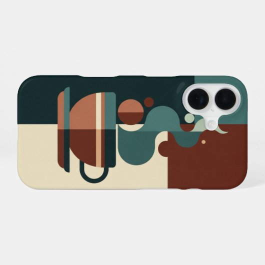 Minimalist Cup with Retro Steam iPhone 16ケース (裏面横)