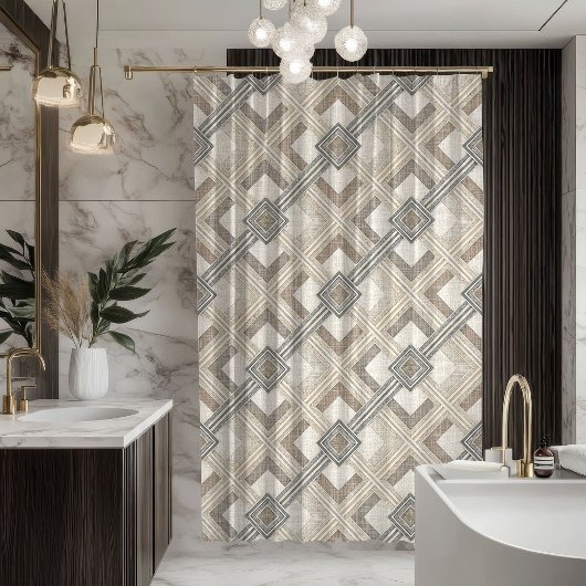 Minimalist Curtain Soft Pastel Geometric Pattern シャワーカーテン