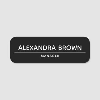 Minimalist Custom Black Name Tag with Job Title 名札