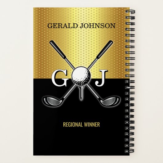 Minimalist Custom Elegant Golf Monogram Notebook ノートブック (裏面)