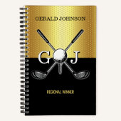 Minimalist Custom Elegant Golf Monogram Notebook ノートブック (正面)