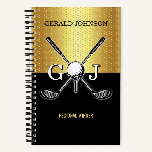 Minimalist Custom Elegant Golf Monogram Notebook ノートブック (正面)