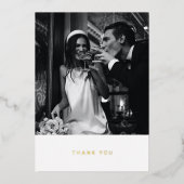 Minimalist Custom Message Photo Wedding Thank You  箔招待状 (正面)