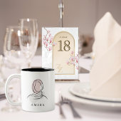 Minimalist Custom Name Hijab Line Art Two-Tone Mug ツートーンマグカップ