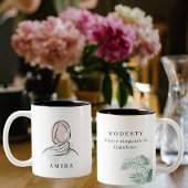 Minimalist Custom Name Hijab Line Art Two-Tone Mug ツートーンマグカップ