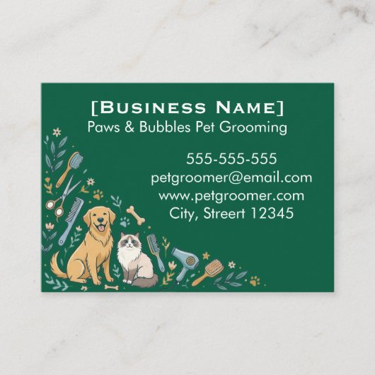 Minimalist Custom Pet Groomer Business Card  名刺 (正面)