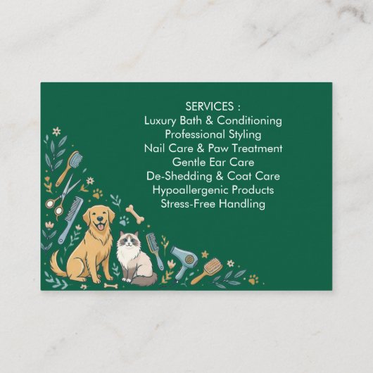 Minimalist Custom Pet Groomer Business Card  名刺 (裏面)
