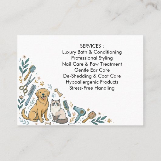 Minimalist Custom Pet Groomer Business Card  名刺 (裏面)