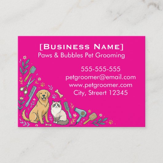 Minimalist Custom Pet Groomer Business Card 名刺 (正面)