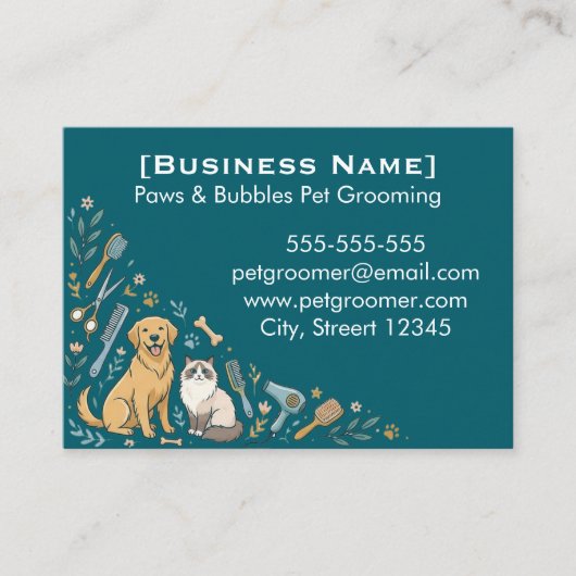 Minimalist Custom Pet Groomer Business Card 名刺 (正面)
