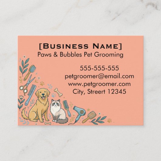 Minimalist Custom Pet Groomer Business Card 名刺 (正面)