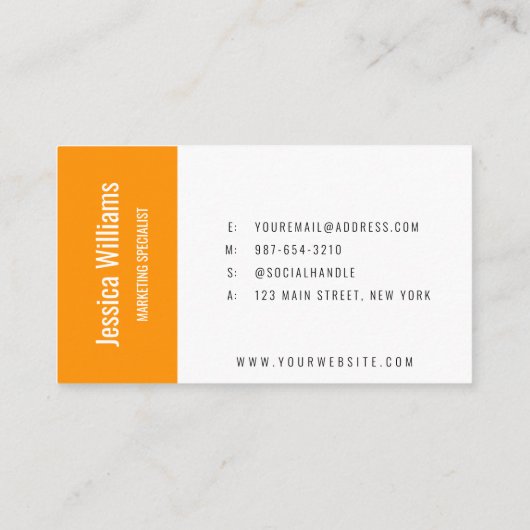 Minimalist Customizable Professional Orange 名刺 (裏面)