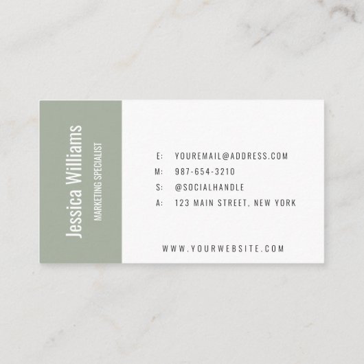 Minimalist Customizable Professional Sage Green 名刺 (裏面)