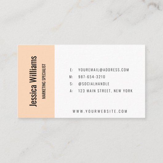 Minimalist Customizable Professional Soft Peach 名刺 (裏面)