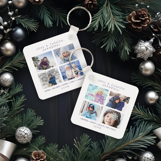 Minimalist Cute 8 Photos Collage Family Keepsake キーホルダー