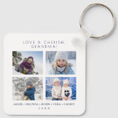 Minimalist Cute 8 Photos Collage Family Keepsake キーホルダー (裏面)