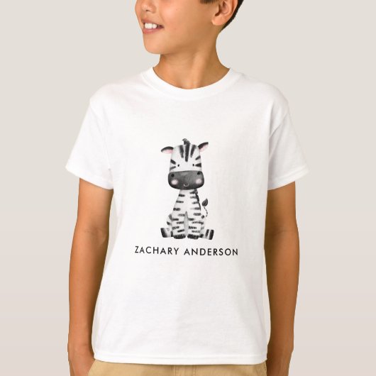 Minimalist Cute Baby Zebra Kids Personalized Tシャツ (正面)
