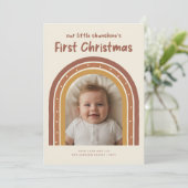 Minimalist Cute Baby's First Christmas Arch Photo シーズンカード (スタンド正面)