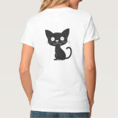 Minimalist Cute Black Cat Cartoon Cat Lover Gift Tシャツ (裏面)