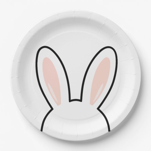 Minimalist Cute Bunny Ears Easter Rabbit ペーパープレート (正面)