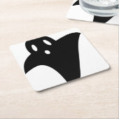 Minimalist cute ghost  スクエアペーパーコースター (アングル)