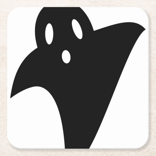 Minimalist cute ghost  スクエアペーパーコースター (正面)