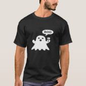 Minimalist Cute Ghost Illustration with “Boo” Spee Tシャツ (正面)