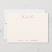 Minimalist Cute Hot Pink Cream Custom Bat Mitzvah サンキューカード (正面)