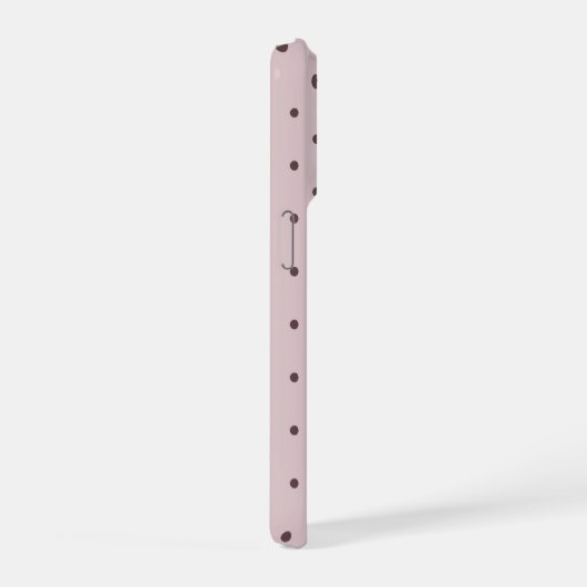 Minimalist Cute Soft Light Pink Brown Polka Dots iPhoneケース (右側面)