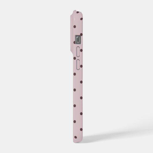 Minimalist Cute Soft Light Pink Brown Polka Dots iPhoneケース (左側面)