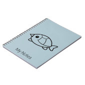 Minimalist Cute Turtle Pastel Blue Notebook ノートブック (左側)