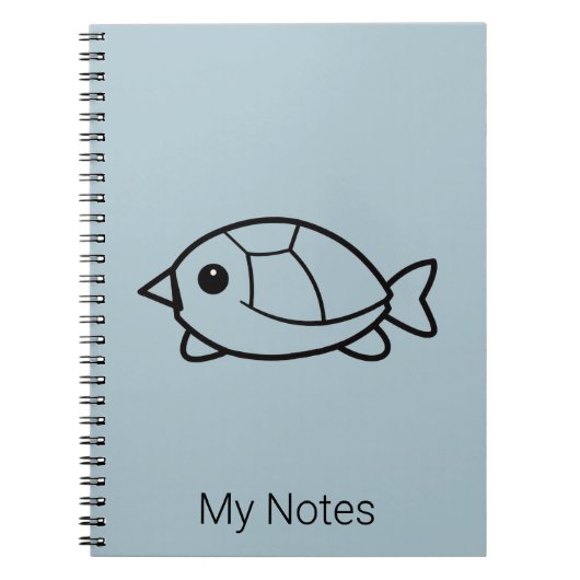 Minimalist Cute Turtle Pastel Blue Notebook ノートブック (正面)