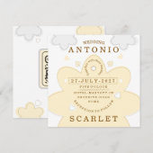 Minimalist Cute vibe Wedding And Modern Aesthetic 招待状 (正面/裏面)