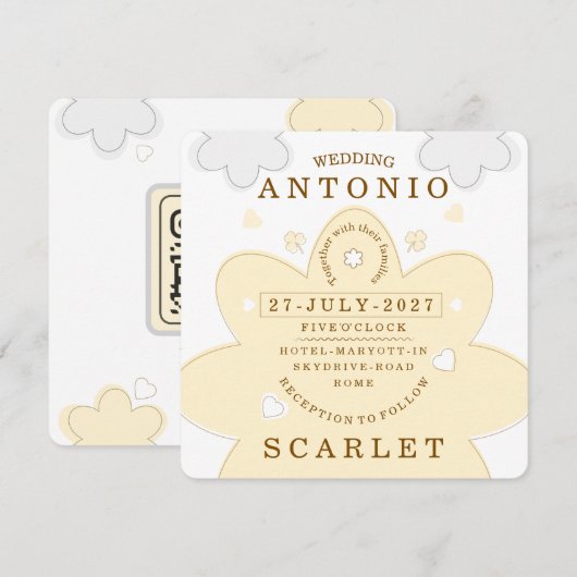 Minimalist Cute vibe Wedding And Modern Aesthetic  招待状 (正面/裏面)