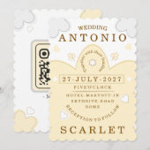 Minimalist Cute Wedding  Warm And Modern Aesthetic 招待状 (正面/裏面)