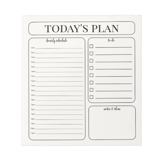 Minimalist Daily Planner Notepad | Hourly To Do ノートパッド (正面)